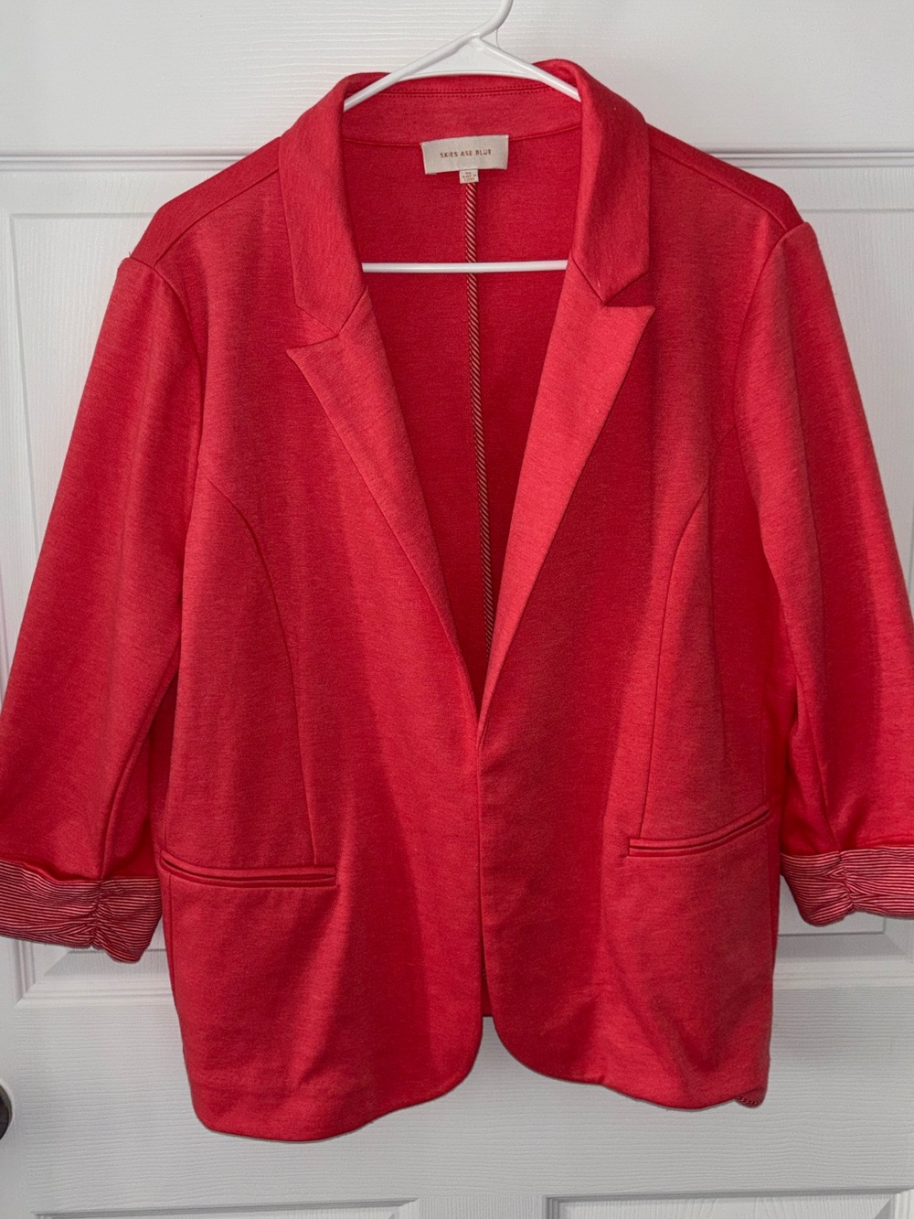 Skies Are Blue Amande Coral Pink Knit Blazer Women’s Size XL